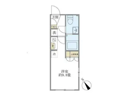 プラティーク清澄庭園(ワンルーム/3階)の間取り写真