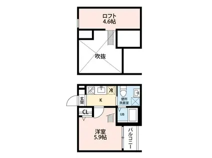 KAHALE尾頭橋(1K/1階)の間取り写真