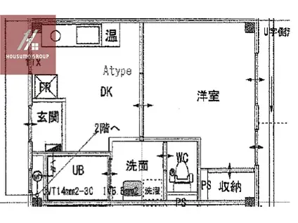 第8美和マンション(1DK/2階)の間取り写真