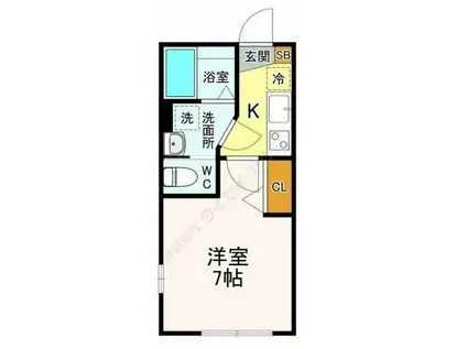 グロウランスブラン(1K/2階)の間取り写真