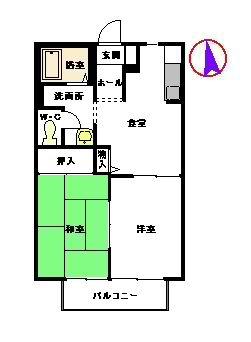 ラ・シャンス(2DK/2階)の間取り写真