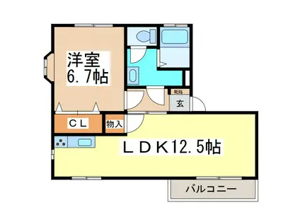 松本第7コーポ(1LDK/1階)の間取り写真