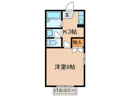 ファミール堀部III A棟(1K/2階)の間取り写真