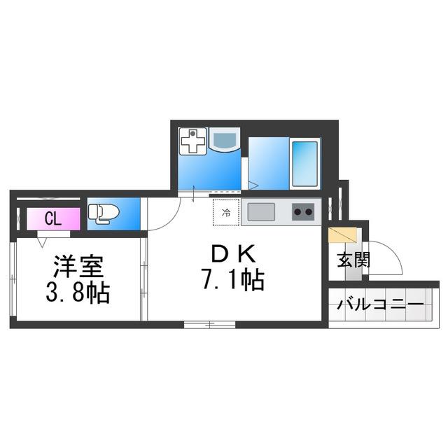 ロイヤルコートあびこ(1DK/2階)の間取り写真