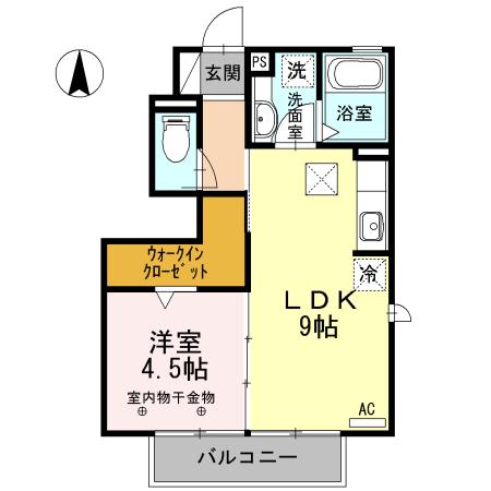 陽だまりハウス結YUI(1LDK/1階)の間取り写真