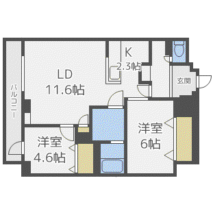 ヴィラ・コンフォート(2LDK/6階)の間取り写真