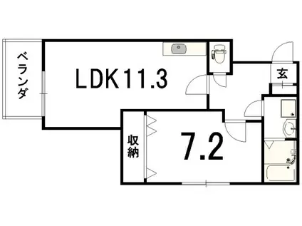 ルセロ鞍馬口(1LDK/2階)の間取り写真