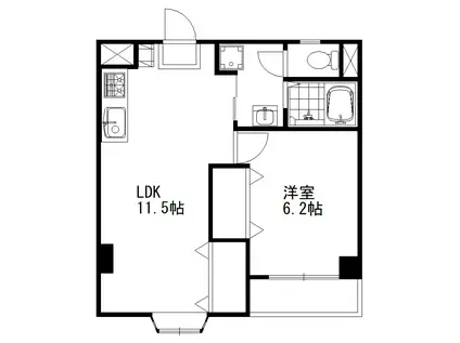岩澤フラッツ(1LDK/2階)の間取り写真