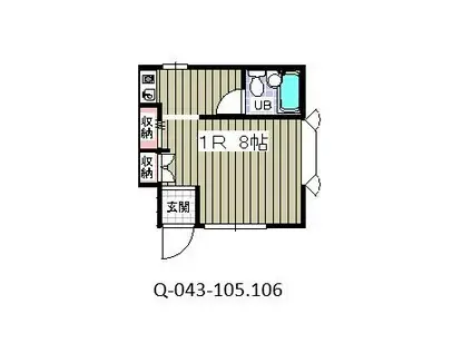 ローズアパートQ43番館(ワンルーム/1階)の間取り写真