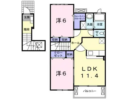 アグレアブルハウス花水木A(2LDK/2階)の間取り写真