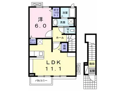 ハイランドコート(1LDK/2階)の間取り写真
