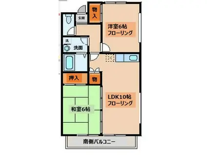 パークハウス若宮(2LDK/2階)の間取り写真