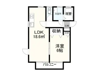 たんぽぽ(1LDK/2階)の間取り写真