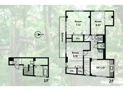 伊平ビル(3DK/2階)の間取り写真