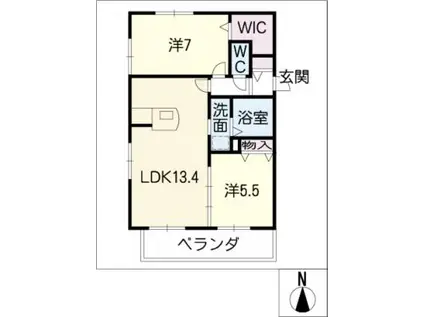 DIX-SEPTANGES西棟(2LDK/1階)の間取り写真