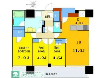 THE YOKOHAMA FRONT TOWER(3LDK/38階)の間取り写真