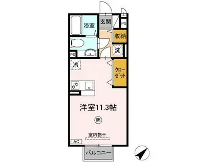 アベニール羽田(ワンルーム/2階)の間取り写真