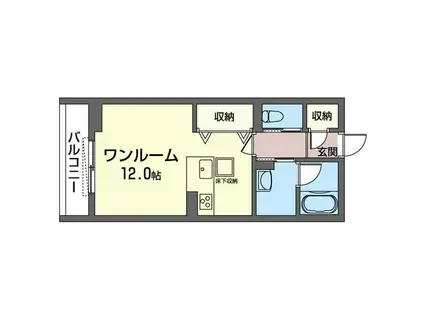 BASE YARD KOUME(ワンルーム/3階)の間取り写真