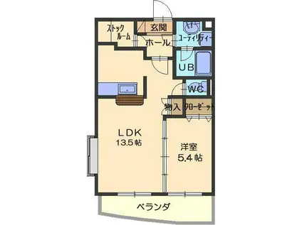 エコール ド 松葉(1SLDK/2階)の間取り写真