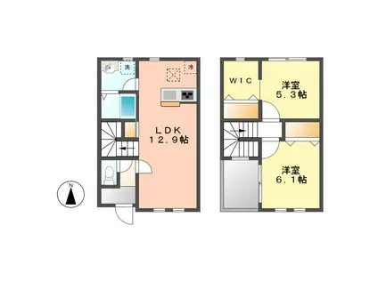 スクエア松本 I(2LDK/1階)の間取り写真