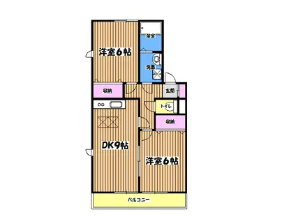 パルシャルマンB(2DK/1階)の間取り写真