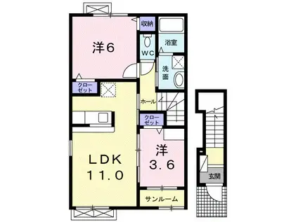 ハピネス・FII(2LDK/2階)の間取り写真