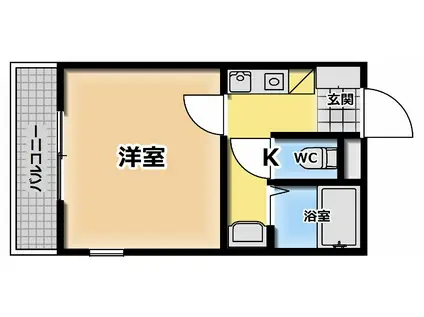 京都ハウジングコーポ西平山(1K/4階)の間取り写真