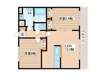 セロー明通館(2LDK/2階)の間取り写真