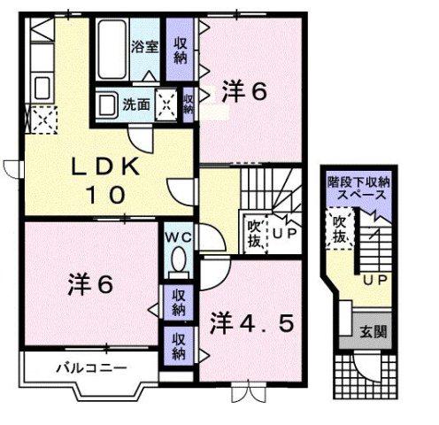 フォンテーヌ I(3LDK/2階)の間取り写真