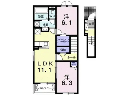 リブリ・AGINGTON(1K/2階)の間取り写真