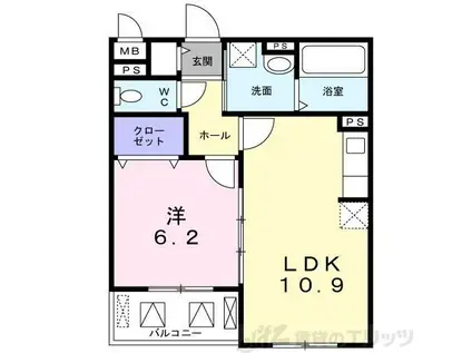 ヴィリダーリウム 上山手(1LDK/3階)の間取り写真