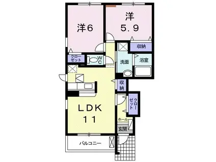 メゾン・ド・オーブI・II(2LDK/1階)の間取り写真
