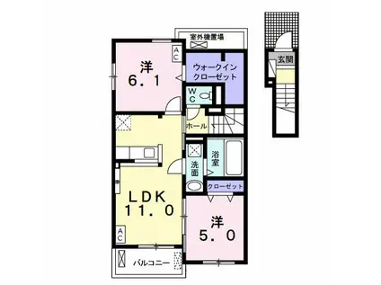 プロムナード花水木I(2LDK/2階)の間取り写真