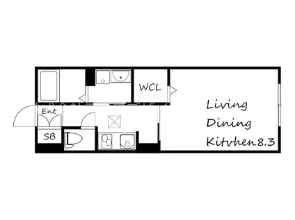 クロユリ(1K/2階)の間取り写真