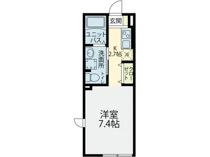 ウィンヒル下藤沢(1K/2階)の間取り写真