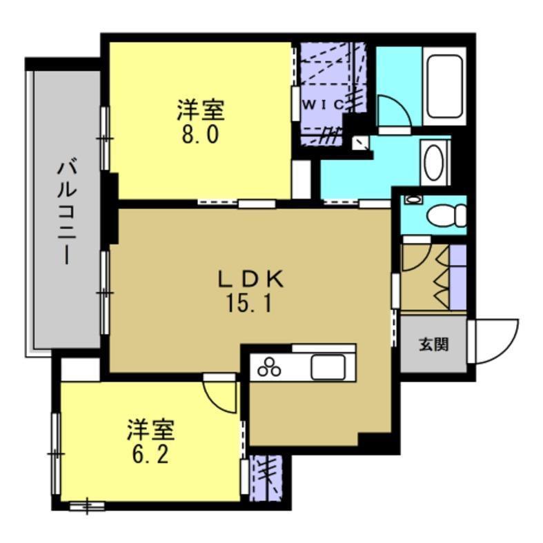 SHAMAISON南甲子園(2LDK/3階)の間取り写真