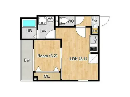 ジーメゾン平塚幸町(1LDK/1階)の間取り写真