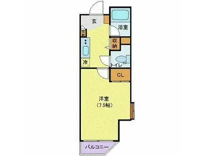 エヌズコート139レックス新橋(1K/8階)の間取り写真