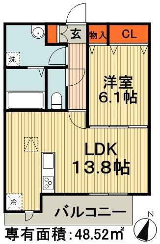 ベラヴィスタ蘇我(1LDK/1階)の間取り写真
