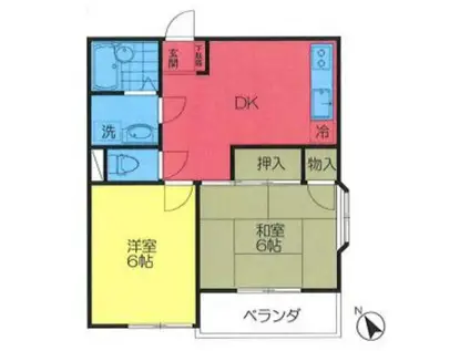 リベラルハイツ(2DK/1階)の間取り写真