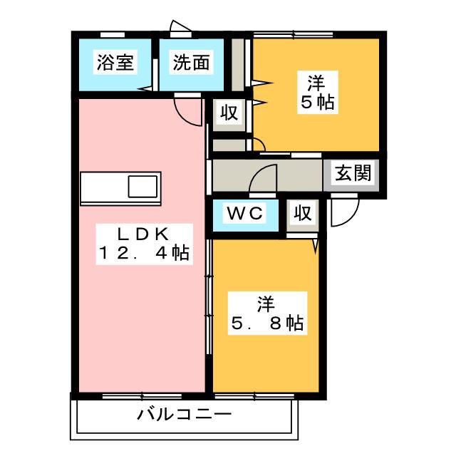 メゾン・ド・石蕗(2LDK/1階)の間取り写真