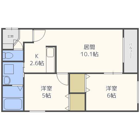 プリオール麻生(2LDK/1階)の間取り写真