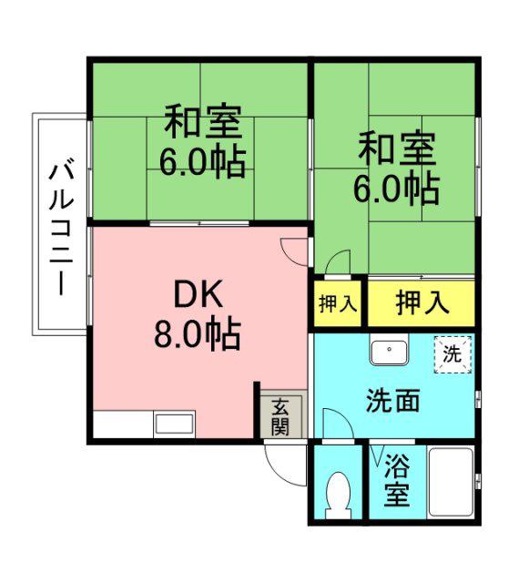 パナハイツ東雲(2DK/2階)の間取り写真