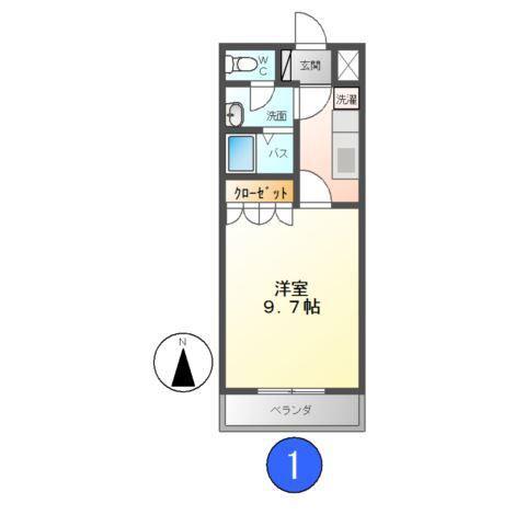 ルミエールM(1K/1階)の間取り写真
