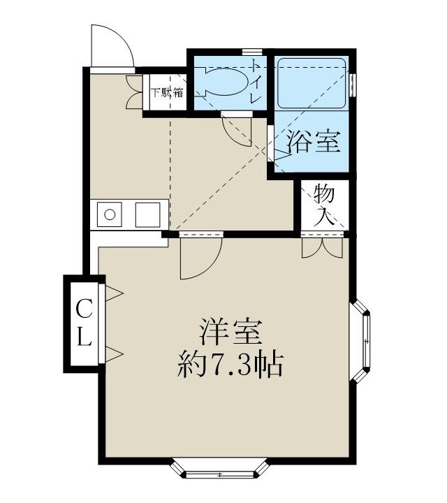 ヴィアーレ学校町(1K/2階)の間取り写真