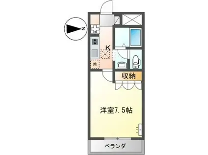 オレンジハウス・T(1K/1階)の間取り写真