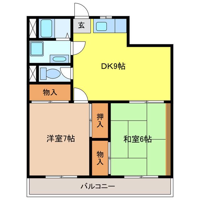セントラルパビリオン(2DK/2階)の間取り写真