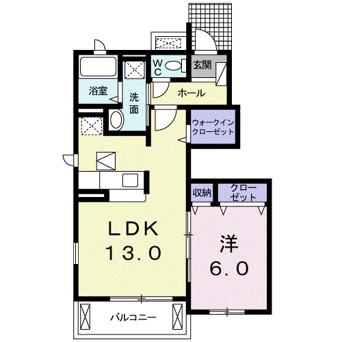 クラールB(1LDK/1階)の間取り写真