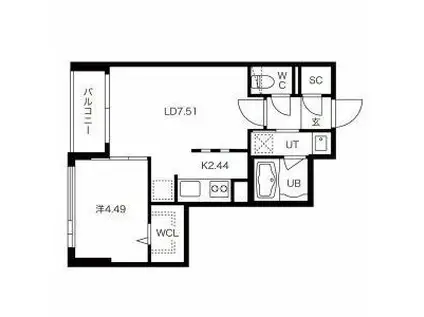ノルデスタパークムーン(1LDK/5階)の間取り写真