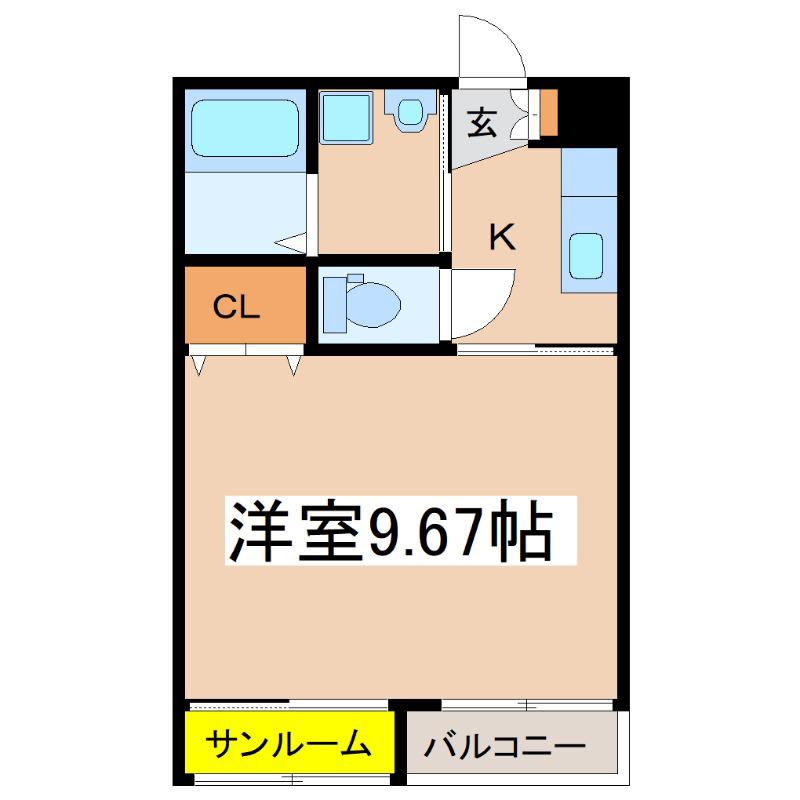 サンハイツ岡崎K(1K/1階)の間取り写真